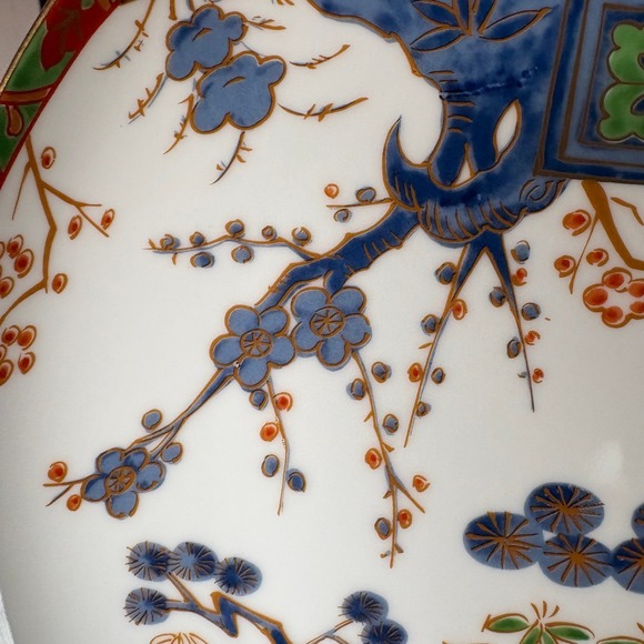 Kutani Brocade Pedestal Cake Stand Japanese Porcelain Footed Plate - Picture 7 of 11